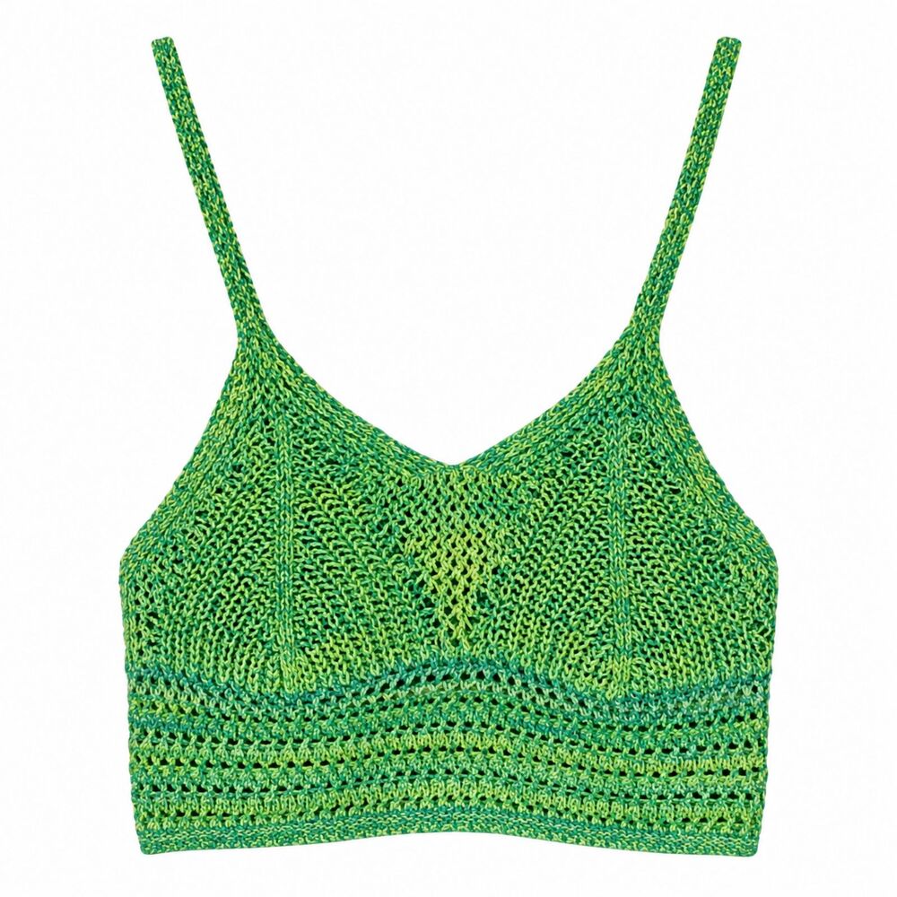 Streetwear Society Crochet Crop Top Knit Open Weave Small Boho Festival Y2K